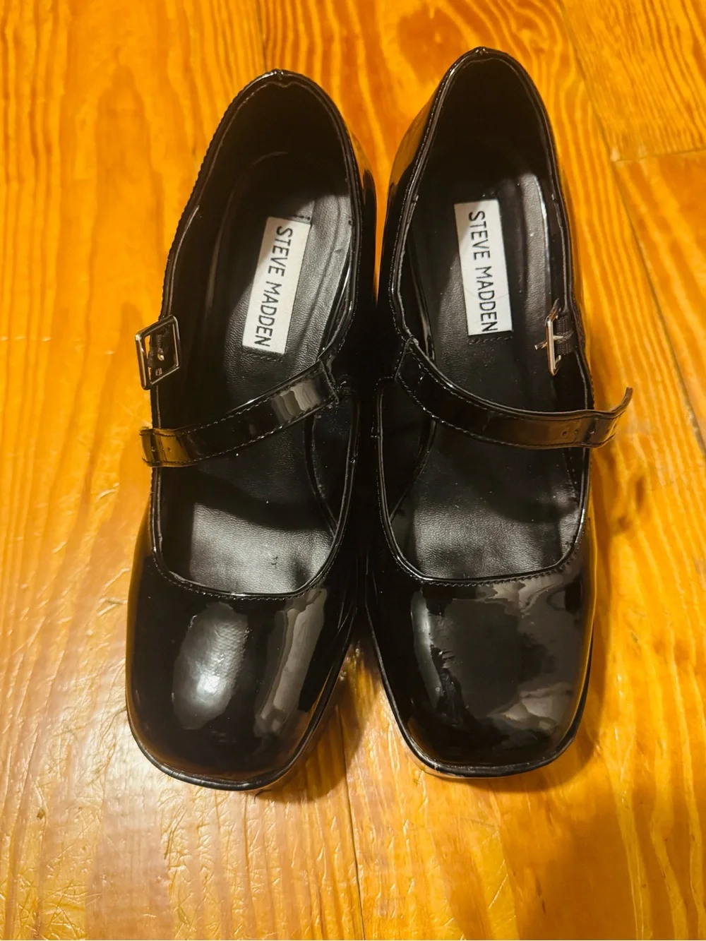 Steve Madden Nirvana Black Platform Wedges with Buckle Strap